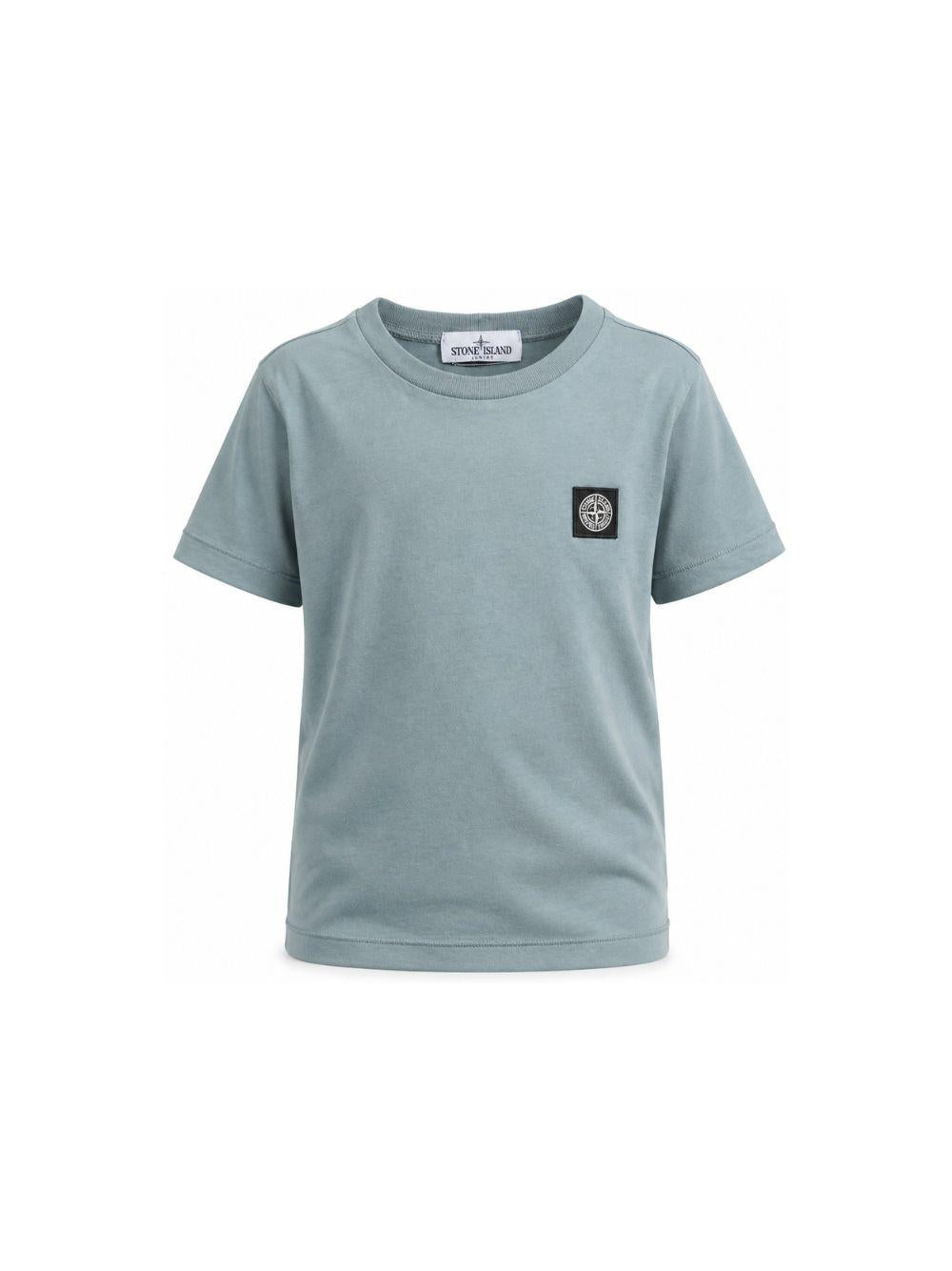 T-shirt per bambino Stone Island Kids azzurro con logo sul davanti L2S162100003S0047 V004B STONE ISLAND KIDS 