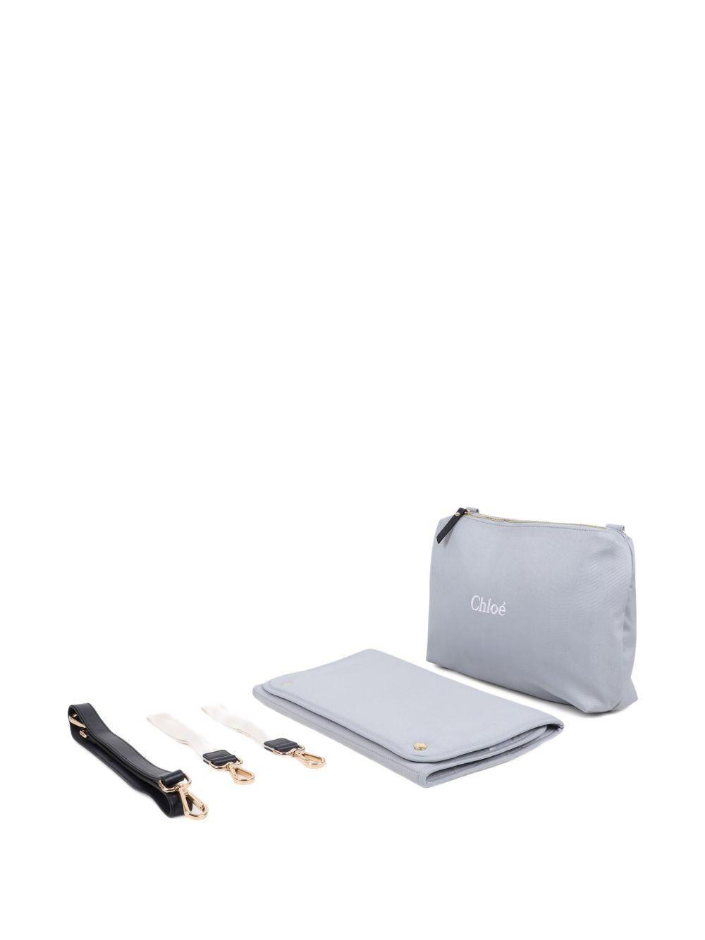 Borsa fasciatoio per neonati Chloé Kids azzurra con logo ricamato C20943 Z10 CHLOE' KIDS 