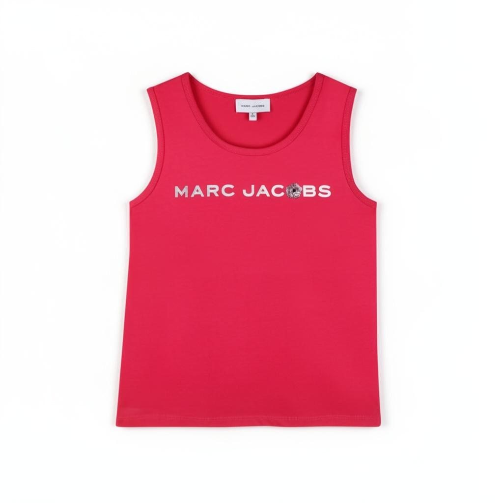 Canotta per bambina The Marc Jacobs Kids rosso con dettaglio logo W60744 437 THE MARC JACOBS KIDS 