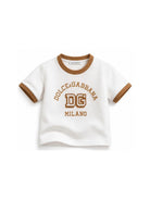 T-shirt per neonato Dolce & Gabbana Kids bianca con logo sul davanti L1JTJP G7PRH W0111 DOLCE & GABBANA KIDS 