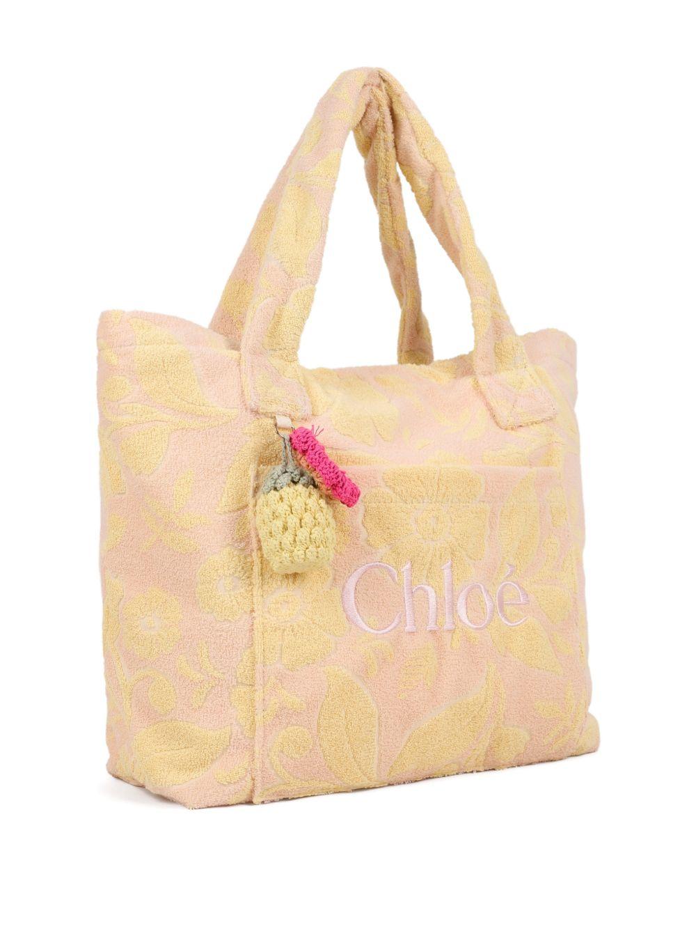Borsa a spalla per bambina Chloé Kids rosa a fiori con logo C21227 S05 CHLOE' KIDS 