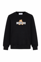 Felpa per bambini Moschino Kids nera con motivo Teddy Bear HUF09ULCA19 60100 MOSCHINO KIDS 