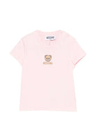 T-shirt per neonati Moschino Kids rosa con dettagli ricamati MYM047LAA23 50209 MOSCHINO KIDS 