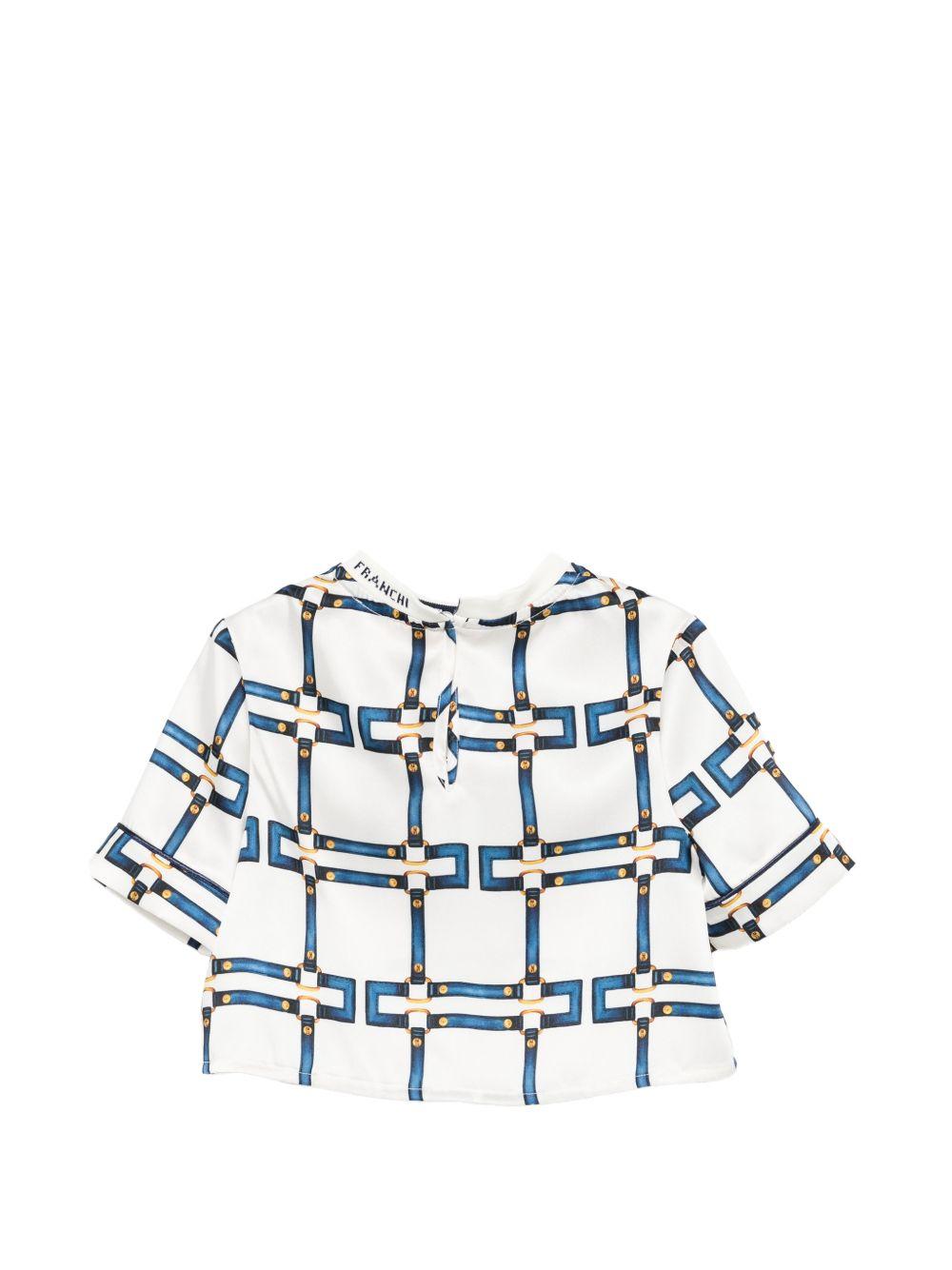 T-shirt per bambina Elisabetta Franchi La Mia Bambina bianca con dettagli blu EFCA2830TVE02 D681 ElISABETTA FRANCHI KIDS 
