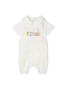 Tutina per neonati Fendi Kids bianca con logo arcobaleno ricamato BUG220 AVWW F0TU9 FENDI KIDS 