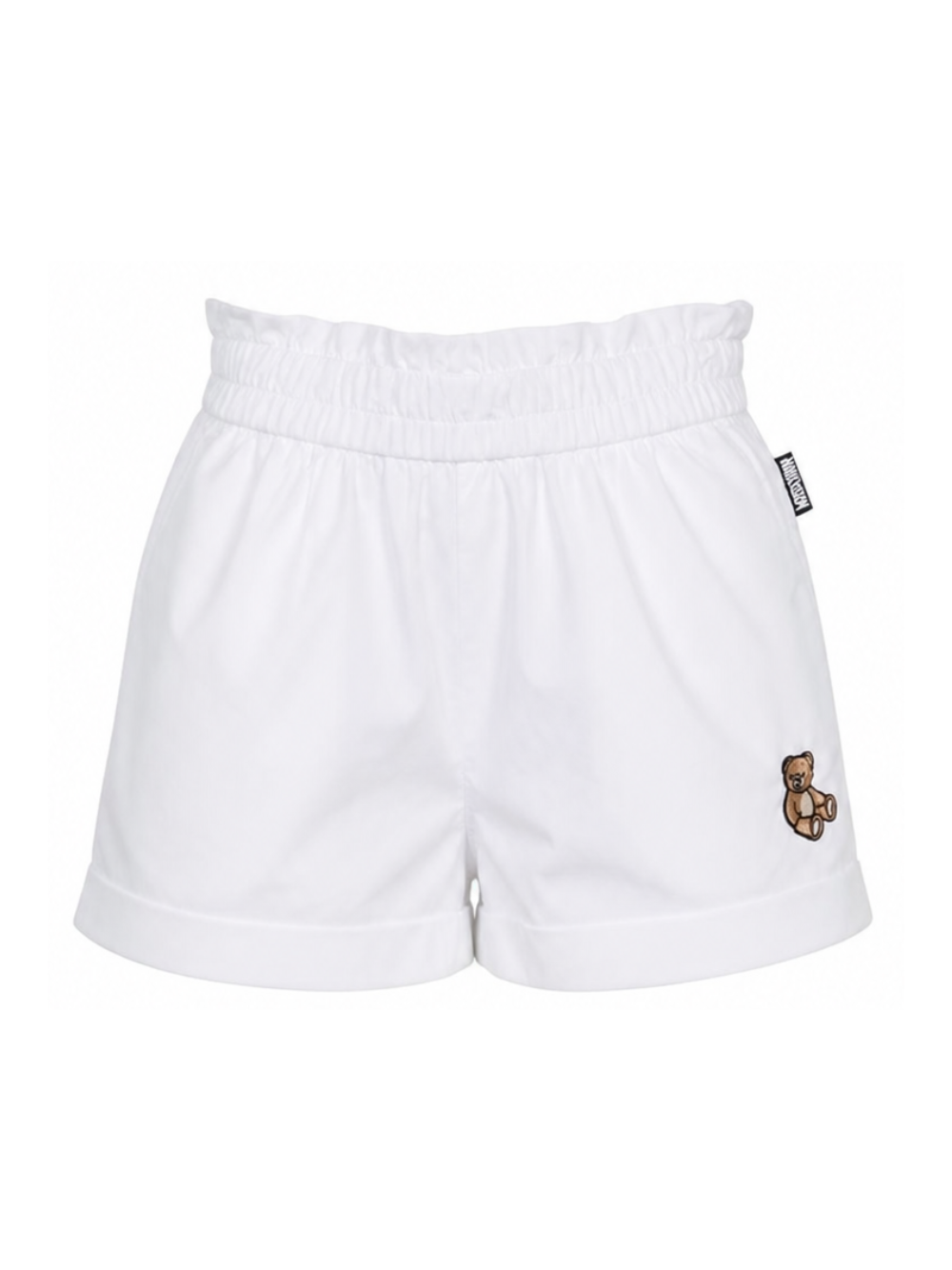 Shorts per bambina Moschino Kids bianco con stampa sul davanti HDQ01YLLA10 10101 MOSCHINO KIDS 