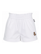 Shorts per bambina Moschino Kids bianco con stampa sul davanti HDQ01YLLA10 10101 MOSCHINO KIDS 