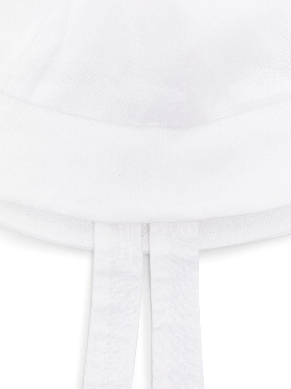 Cappello per neonata La Stupenderia bianco in lino con fascia regolabile sul collo TBCP57 D01 LA STUPENDERIA KIDS 