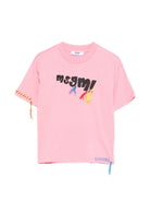 T-shirt per bambina MSGM Kids rosa con dettaglio logo S6MSJUTH136 MS070 MSGM KIDS 