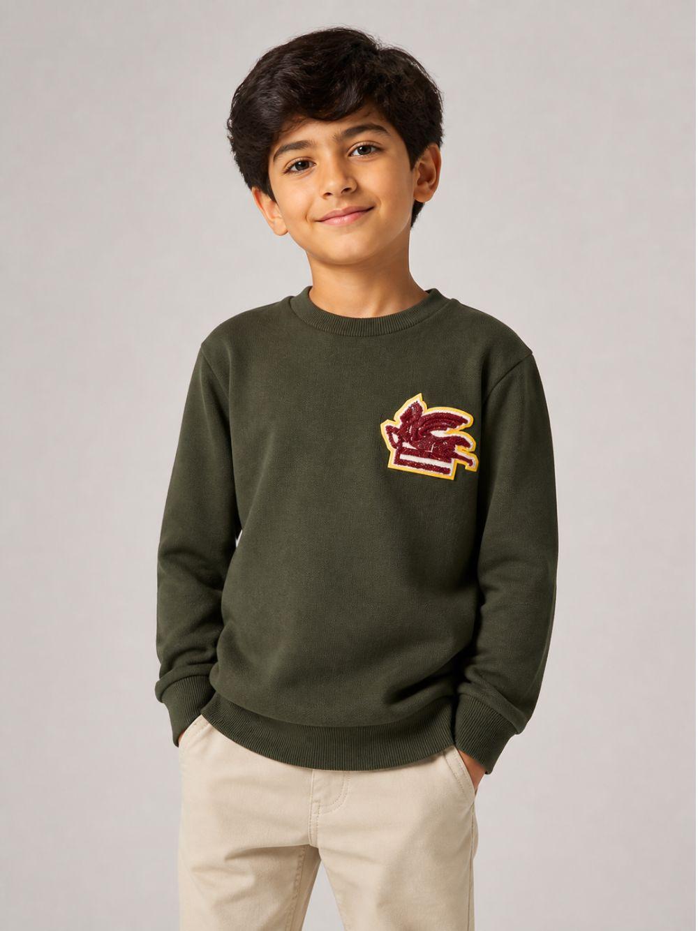 Felpa per bambino Etro Kids verde con motivo Pegaso GZ4P50 Z3183 70J ETRO KIDS 