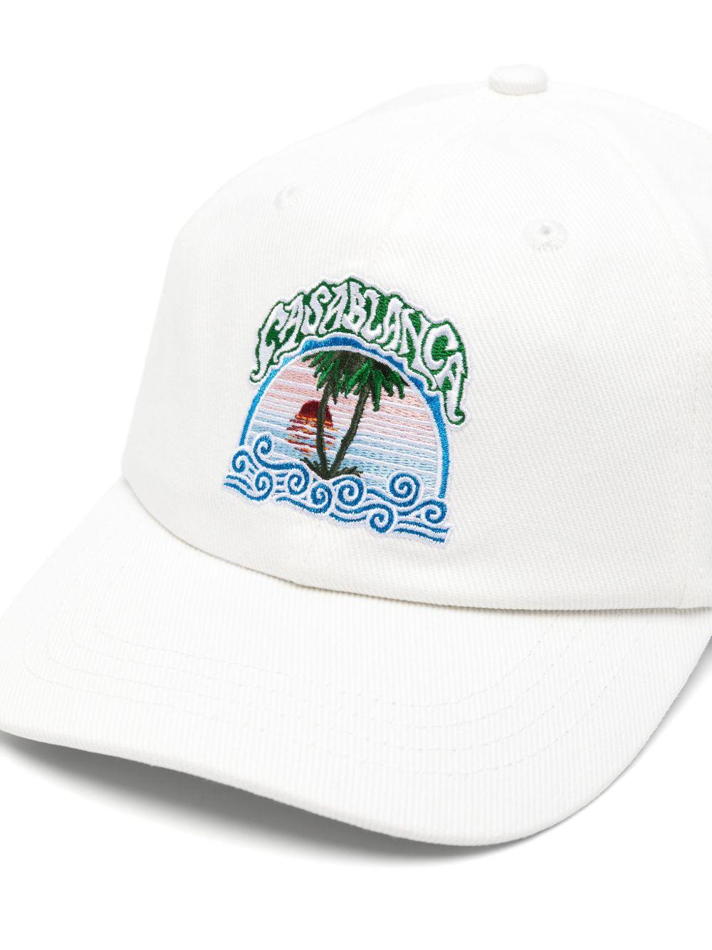 Cappello per bambino Casablanca Kids bianco con stampa grafica sul davanti KPF26HAT11601 PALM CASABLANCA KIDS 