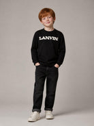 T-shirt per bambino Lanvin Enfant nera con dettaglio logo N30481 09B LANVIN KIDS 