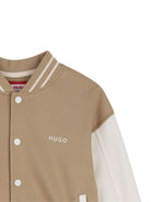 Felpa per bambino Hugo Kids marrone con inserti bianchi G01003 23B Hugo KIDS 