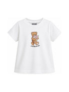 T-shirt da bambina Moschino Kids bianca con stampa orsacchiotto HGM06KLAA02 10101 MOSCHINO KIDS 