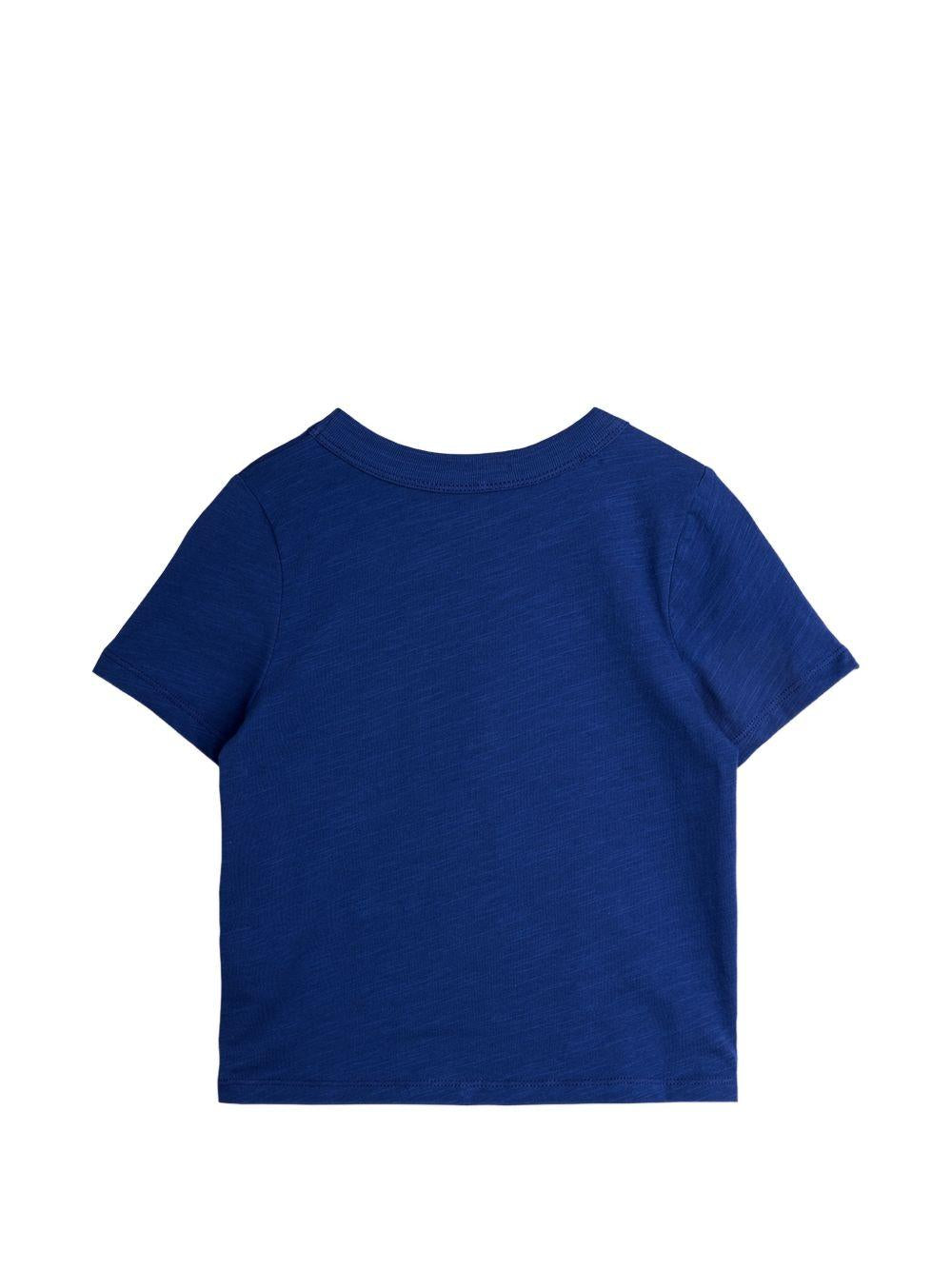 T-shirt per bambino Mini Rodini blu con ricamo pianeta 26220139 BLUE MINI RODINI KIDS 
