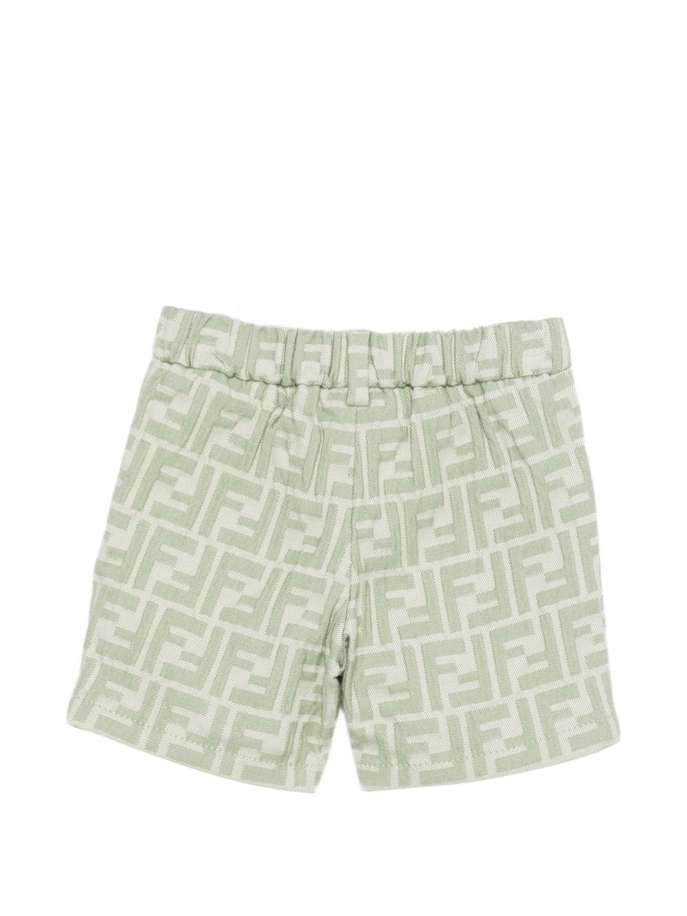 Shorts per neonato Fendi Kids verde con stampa monogramma FF all-over BMF266 AVW1 F1DS6 FENDI KIDS 