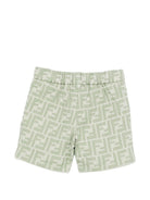 Shorts per neonato Fendi Kids verde con stampa monogramma FF all-over BMF266 AVW1 F1DS6 FENDI KIDS 