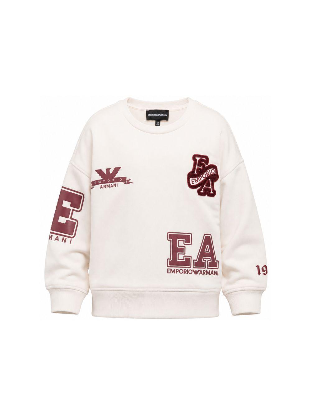 Felpa per bambino Emporio Armani Kids bianco sporco con stampa logo sul retro EB001389 AF10126 U1009 EMPORIO ARMANI KIDS 