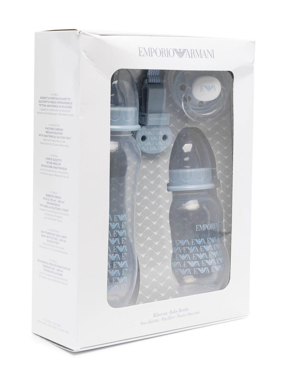Biberon per neonato Emporio Armani Kids azzurro con stampa grafica all-over 407139 CC919 00631 EMPORIO ARMANI KIDS 