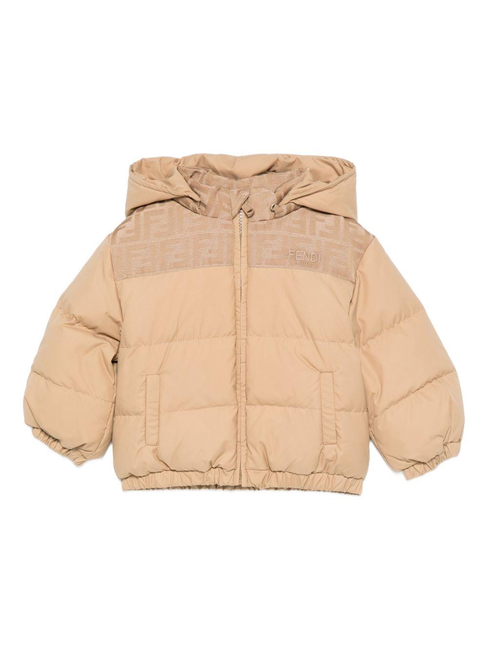 Giubbino per neonato Fendi Kids beige con dettaglio con logo FF BUA113 AS56 F0QU5 FENDI KIDS 