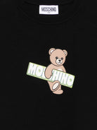 T-shirt per bambini Moschino Kids nera con stampa Teddy Bear sul davanti HYM03SLFA07 60100 MOSCHINO KIDS 