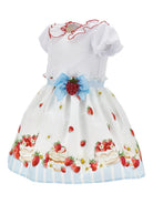 Abito per neonata Monnalisa bianco con stampa fragole 31G919 7642 9944 MONNALISA KIDS 