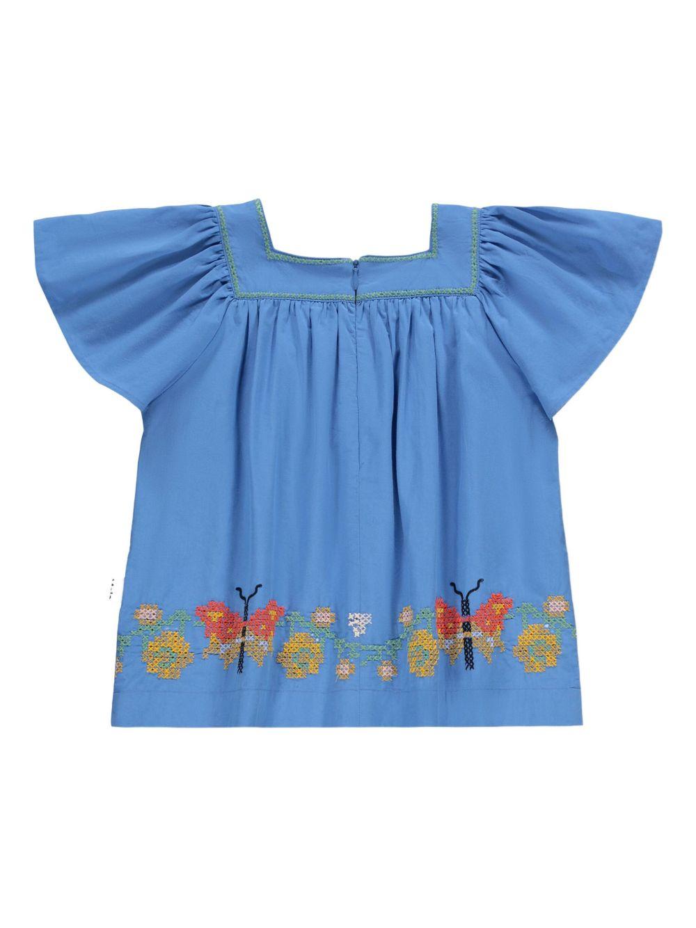 T-shirt per bambina Molo blu con ricamo farfalle 2S26C306 5649 MOLO KIDS 