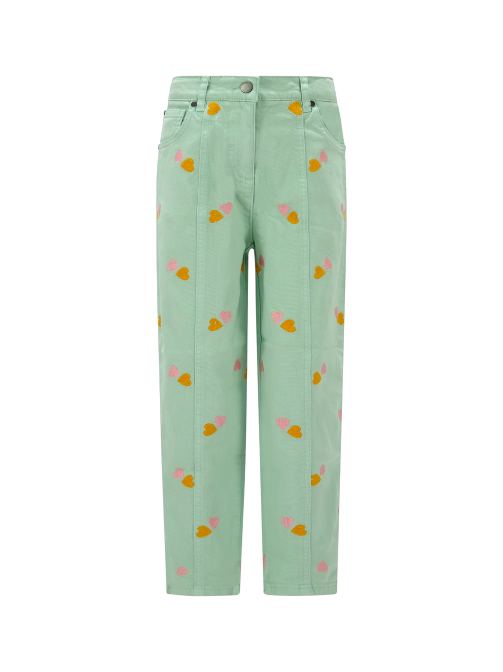 Pantaloni per bambina Stella McCartney Kids verde con dettagli cuoricini TY6A50 Z3454 754EM STELLA McCARTNEY KIDS 