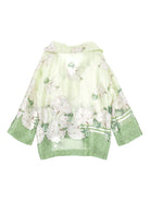 Camicia per bambina Monnalisa verde a pois con stampa a fiori 71G302 7668 0020 MONNALISA KIDS 