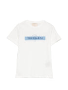 T-shirt per bambino Trussardi Junior bianca con dettaglio logo TBP26108TS OFF-WHITE TRUSSARDI KIDS 