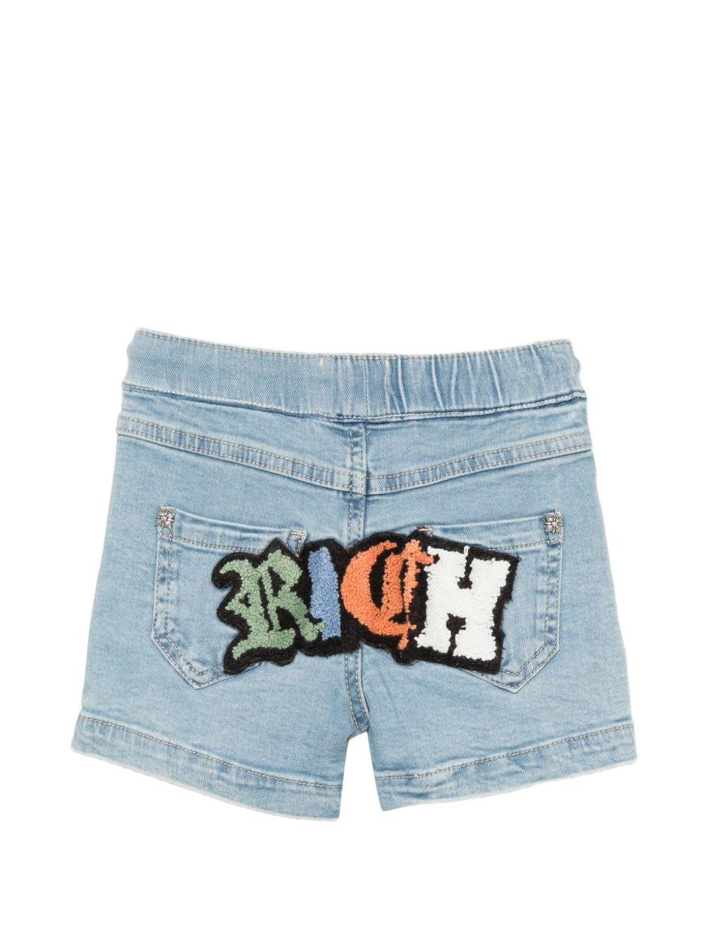 Shorts per neonato John Richmond Junior in denim con patch logo sul retro RIP26107BE DENIM BLUE LIGHT JOHN RICHMOND KIDS 