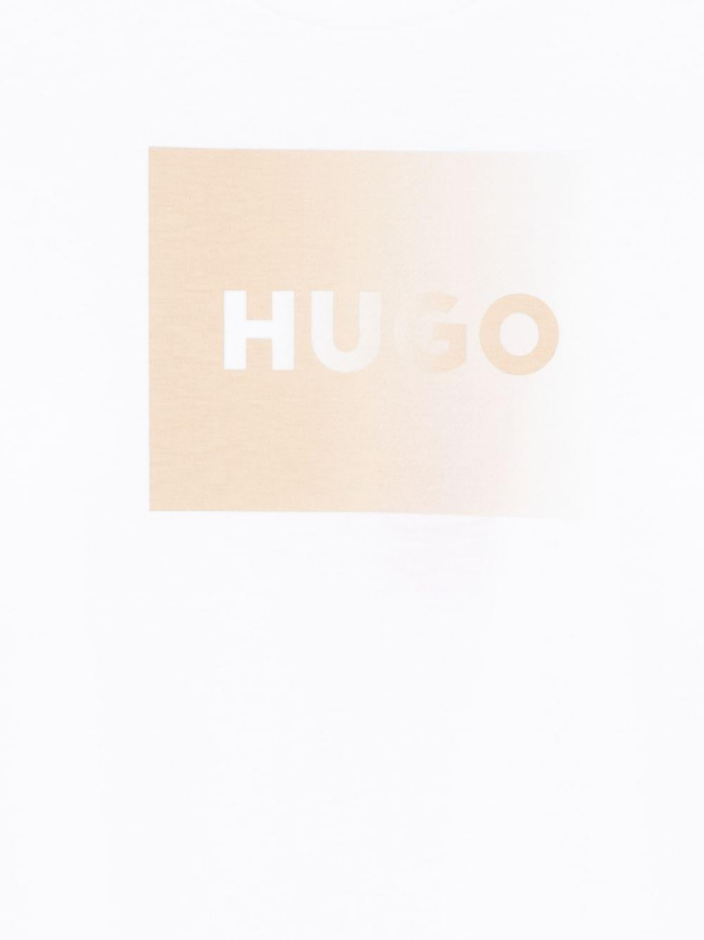 T-shirt per bambino Hugo Kids bianca con logo sul davanti G01019 10P Hugo KIDS 