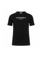 T-shirt per bambino Dolce & Gabbana Kids nera con logo sul davanti L4JTHU G7PBN N0000 DOLCE & GABBANA KIDS 