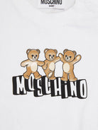 Set t-shirt e shorts per neonato Moschino Kids bianco e giallo con stampa Teddy Bear MXG00MLAA17 82673 MOSCHINO KIDS 