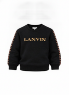 Felpa per bambini Lanvin Enfant nero con ricamo logo sul davanti N30401 09B LANVIN KIDS 