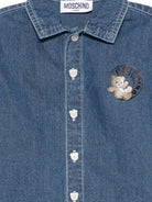 Camicia per neonato Moschino Kids denim con logo sul davanti MUC01KL0E45 40188 MOSCHINO KIDS 