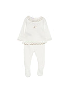Set maglia con pantaloni per neonata Paz Rodriguez avorio con finitura in pizzo 103-123230 6062 PaZ RODRIGUEZ KIDS 