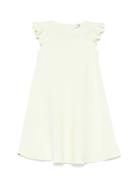 Abito in lino per bambina Il Gufo giallo con ruches P25VM778L6006 515 IL GUFO 