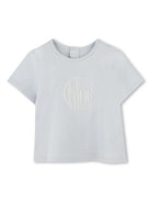T-shirt per neonata Chloé Kids grigio con ricamo con logo frontale C20525 796 CHLOE' KIDS 