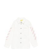 Giacca per bambina Off-White Kids bianca con striscie sulla manica 44GYD002S26D001 100 OFF WHITE KIDS 