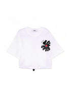 T-shirt per bambina MSGM Kids bianca con orlo con coulisse S6MSJGTH106 001 MSGM KIDS 