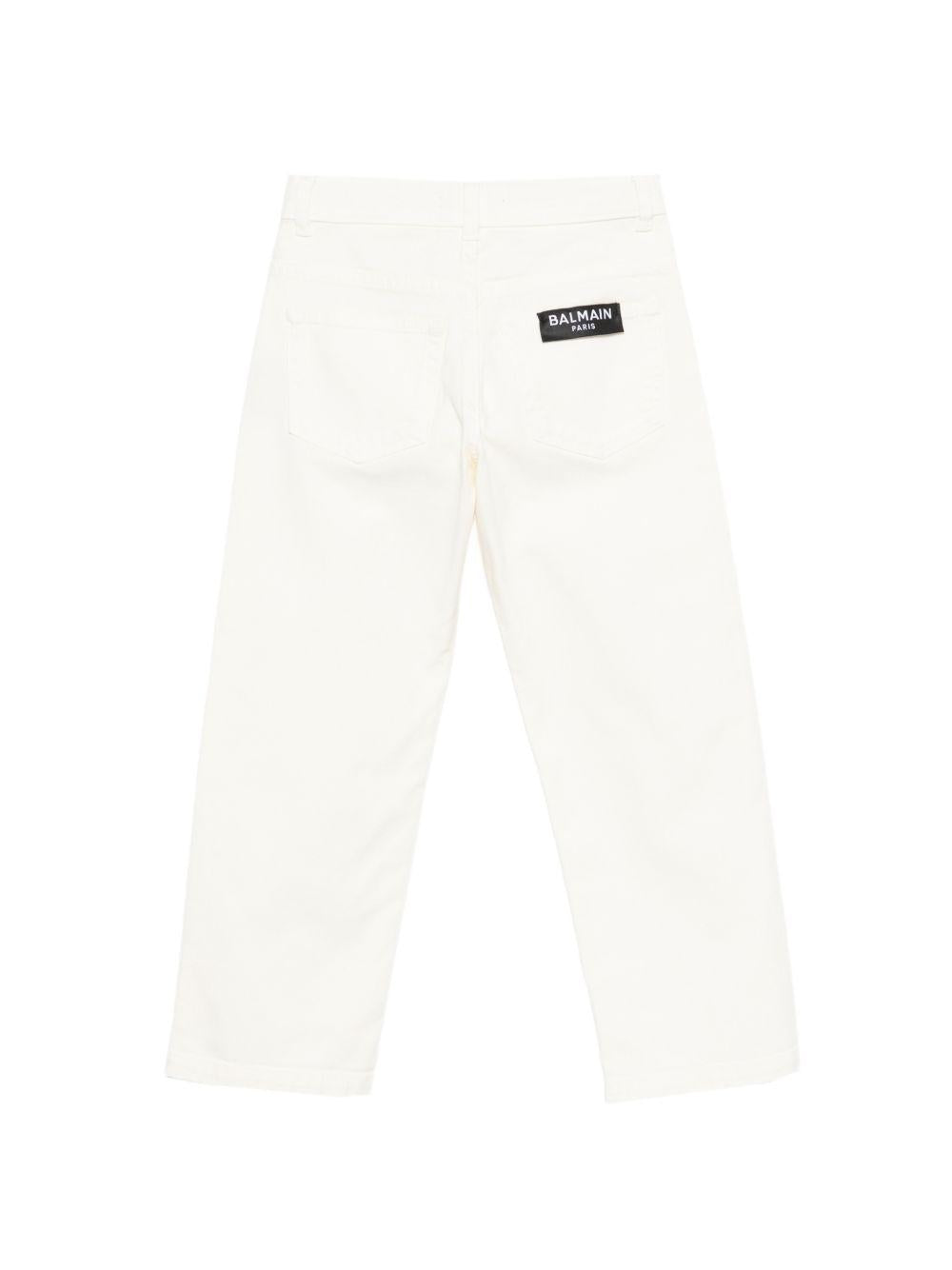 Jeans da bambino Balmain Kids bianco con decorazione BY6V0T Z3702 102 BALMAIN KIDS 