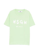 T-shirt per bambini MSGM Kids verde con scollo rotondo S6MSJUTH001 MS077 MSGM KIDS 