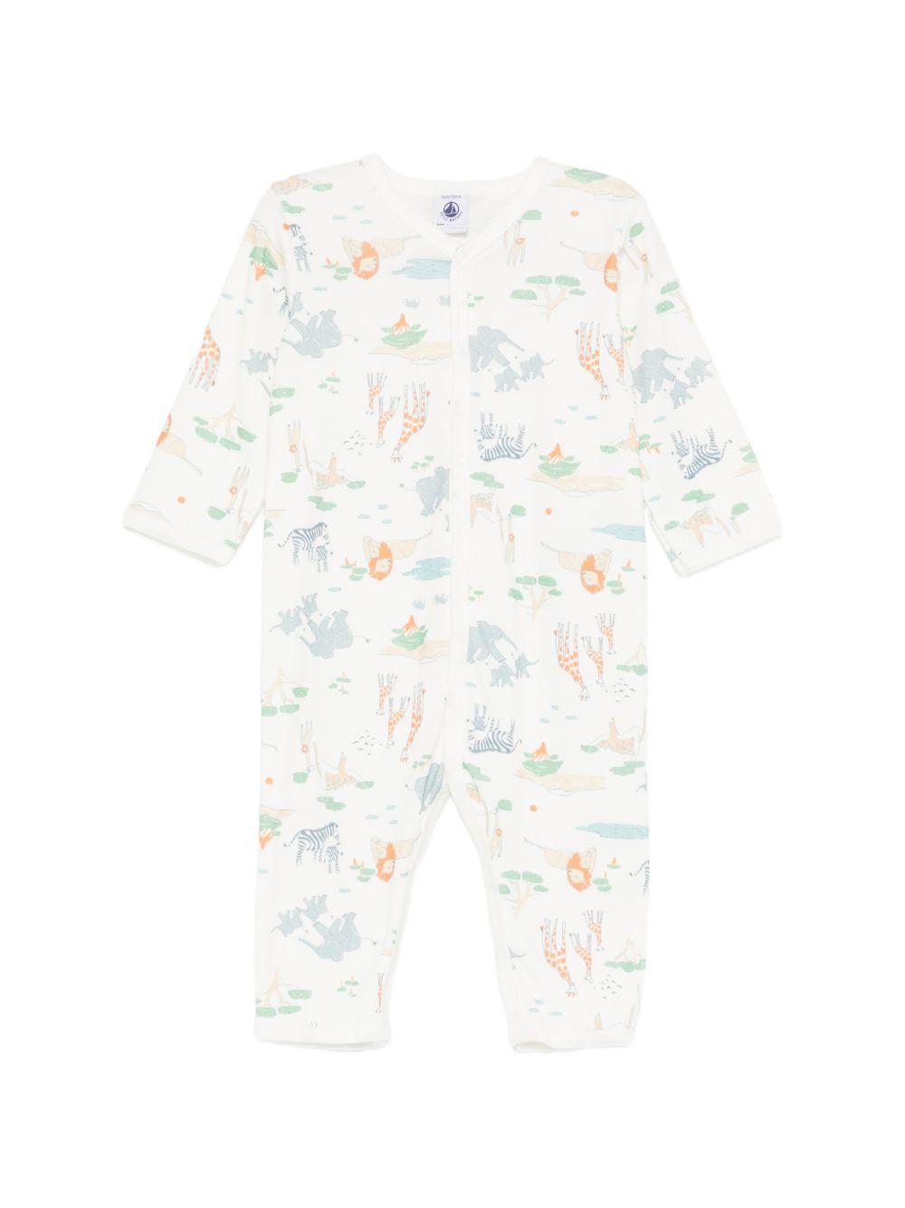 Tutina per neonati Petit Bateau bianca con stampa animali A0FRF 01 PETIT BATEAU KIDS 