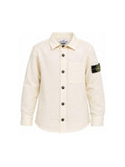 Camicia per bambino Stone Island Junior beige con toppa con logo L1S161100003S0145 V0097 STONE ISLAND JUNIOR 