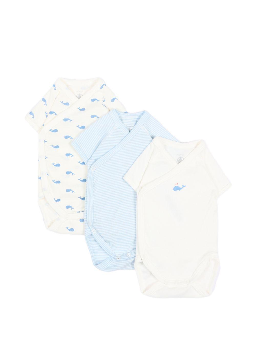 Set di tre body per neonato Petit Bateau multicolore con stampa balene A0GHM 00 PETIT BATEAU KIDS 