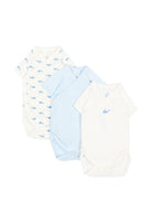 Set di tre body per neonato Petit Bateau multicolore con stampa balene A0GHM 00 PETIT BATEAU KIDS 