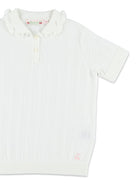 T-shirt per bambina Bonpoint bianca con ruches S06GJUK00002 003 BONPOINT KIDS 