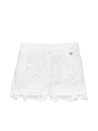Shorts per bambina Roberto Cavalli Kids bianco in pizzo CGP26137SH WHITE ROBERTO CAVALLI KIDS 
