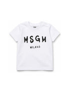 T-shirt per bambino MSGM Kids bianca con stampa logo sul davanti S6MSUNTH266 001 MSGM KIDS 